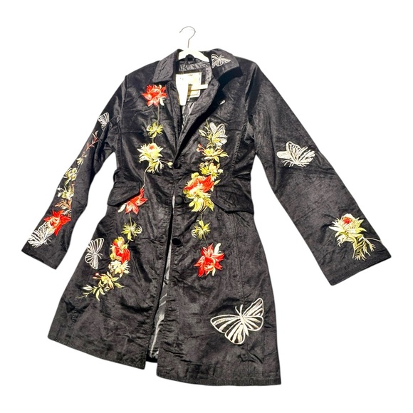 NWT Paparazzi women’s longline embroidered Black Floral Embroidered Jacket med - Picture 10 of 11